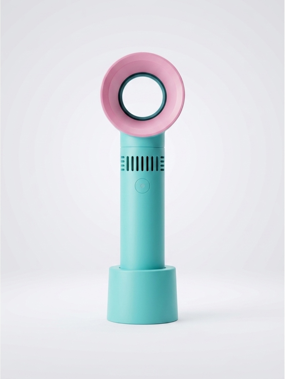 Mini Portable Bladeless Fan with Pink and Turquoise Design